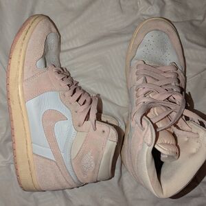 Nike Women's Pink and White High-Top Sneakers
